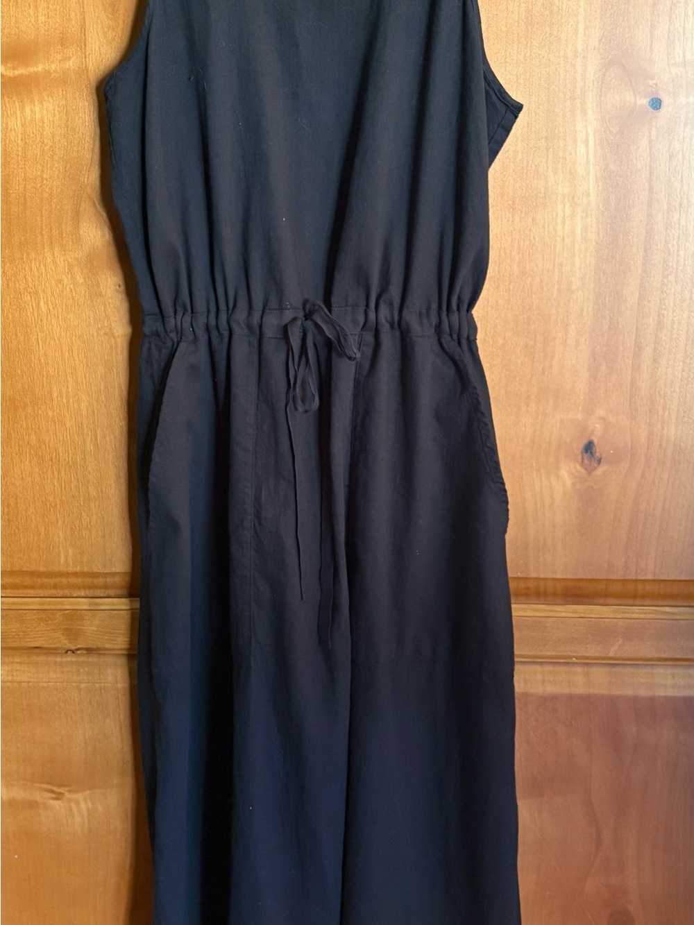 Eileen Fisher Black Sleeveless Midi Tie-Waist Dress